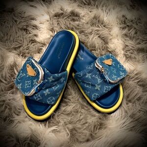 Women's Blue Jean Designer Slippers 
(Zipper Pocket)-NEW!